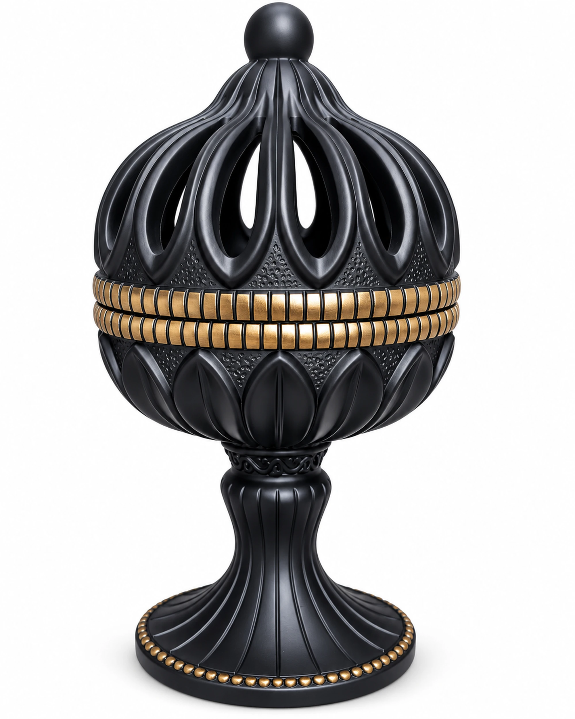 Black & Gold Wooden Bakhoor Burner by BAYBARS HOUSE