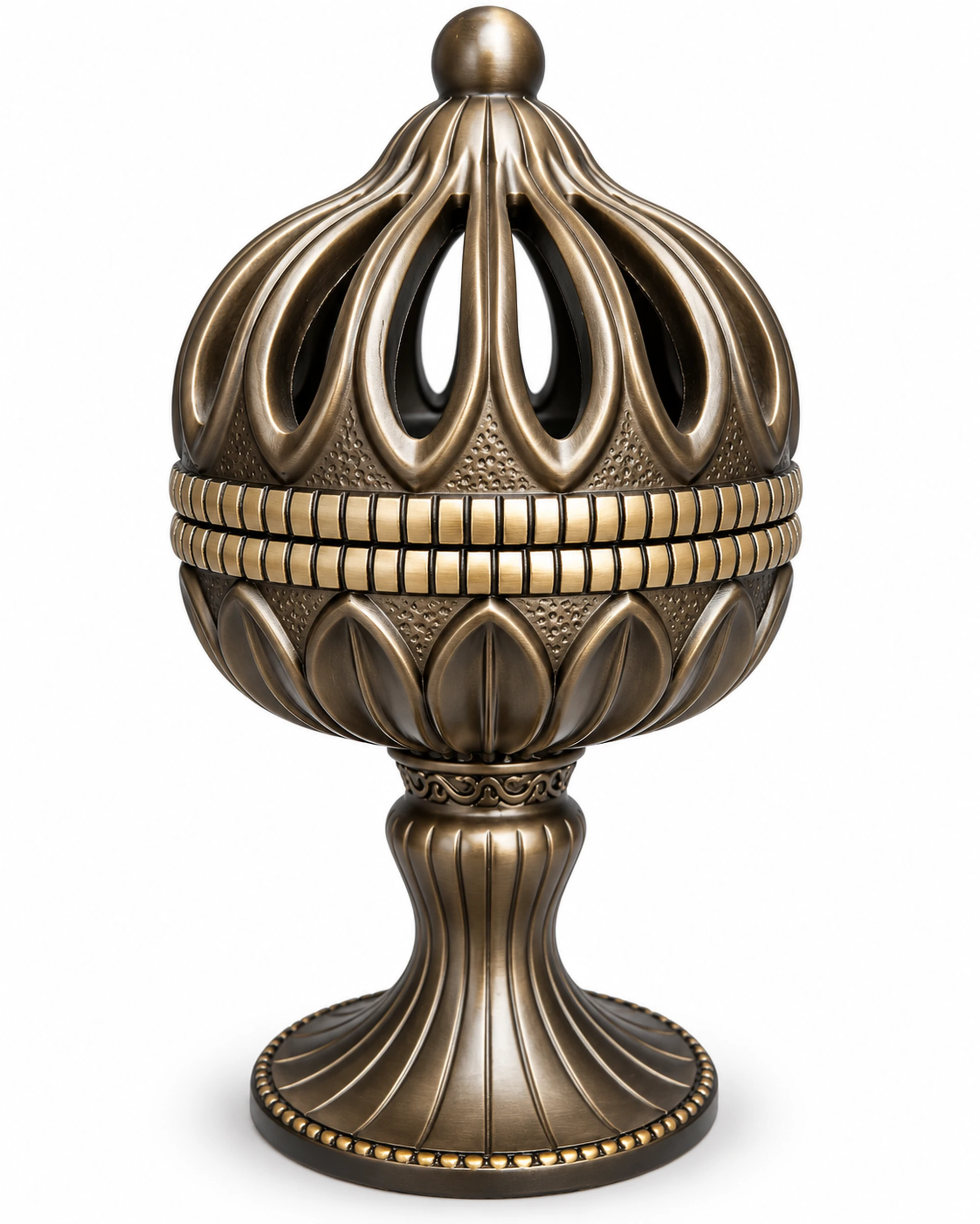 Dark Brown & Gold Wooden Bakhoor Burner by BAYBARS HOUSE